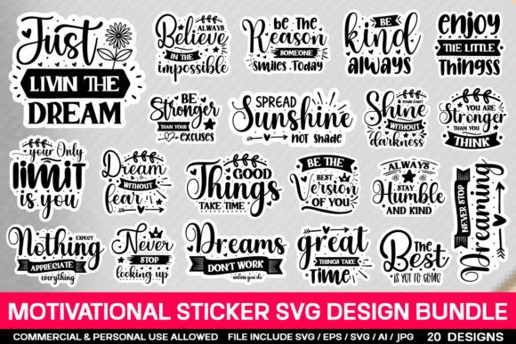 Download Motivational Sticker Svg Bundle - Svg Collection