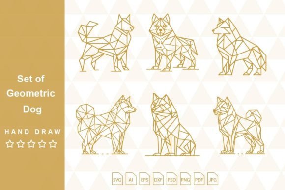 Download Set of Geometric Dog Polygonal Lines - Polygonal Collection