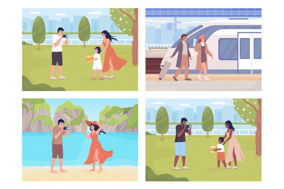 Download Family Vacation Illustration Set - Premium Resources