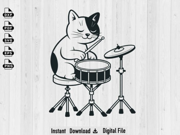 Download Cat Playing Drums SVG, Cricut Cut Files - Svg Collection