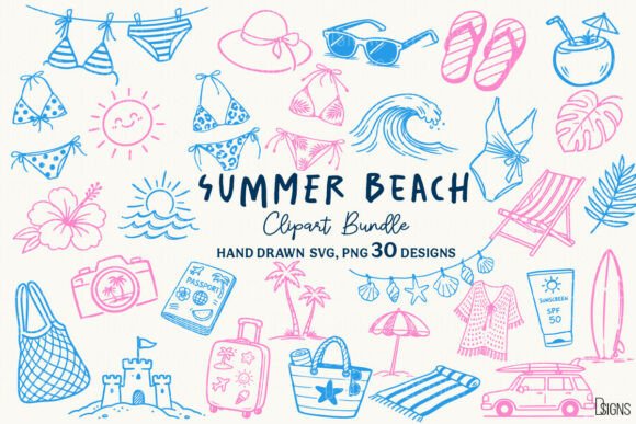 Download Summer Beach SVG PNG Hand Drawn Bundle - Svg Collection