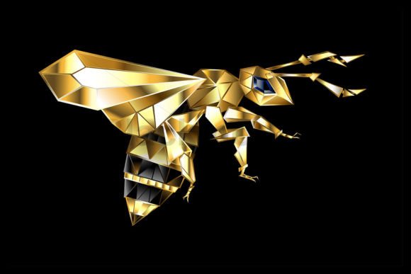Download Flying Gold Polygonal Bee - Polygonal Collection