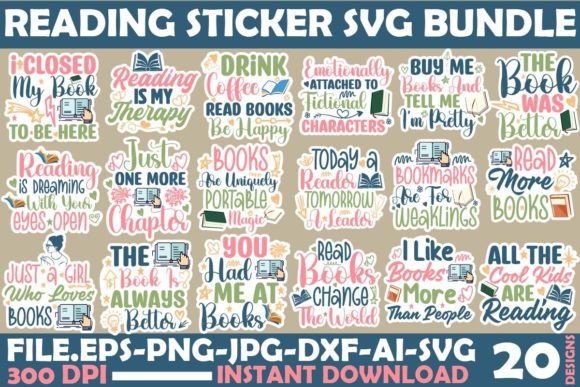 Download Reading Sticker SVG Bundle - Svg Collection