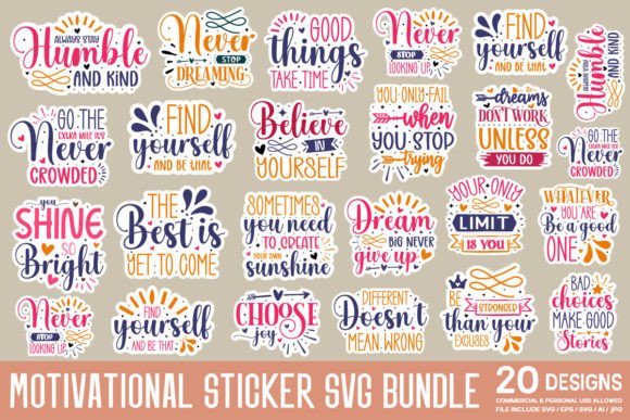 Download Motivational Sticker Svg Bundle - Svg Collection