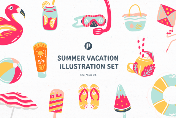 Download Summer Vacation Illustration Set - Premium Resources