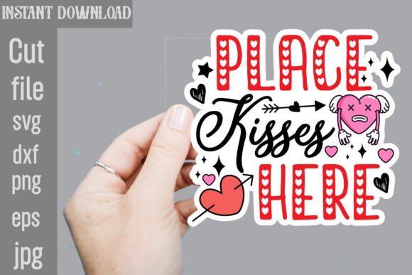 Download Place Kisses Here SVG Sticker Designs - Svg Collection