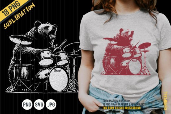 Download Bear Playing Drums Rock Shirt SVG - Svg Collection