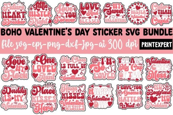 Download Boho Valentine's Day Sticker Svg Bundle - Svg Collection